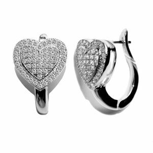 MICRO PAVE BIG HEART CUBIC ZIRCONIA HOOP EARRINGS